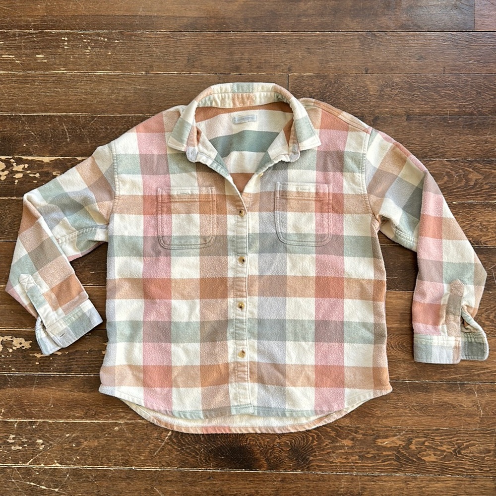 Outerknown Plaid Button-Up Shirt in Pastel Tones